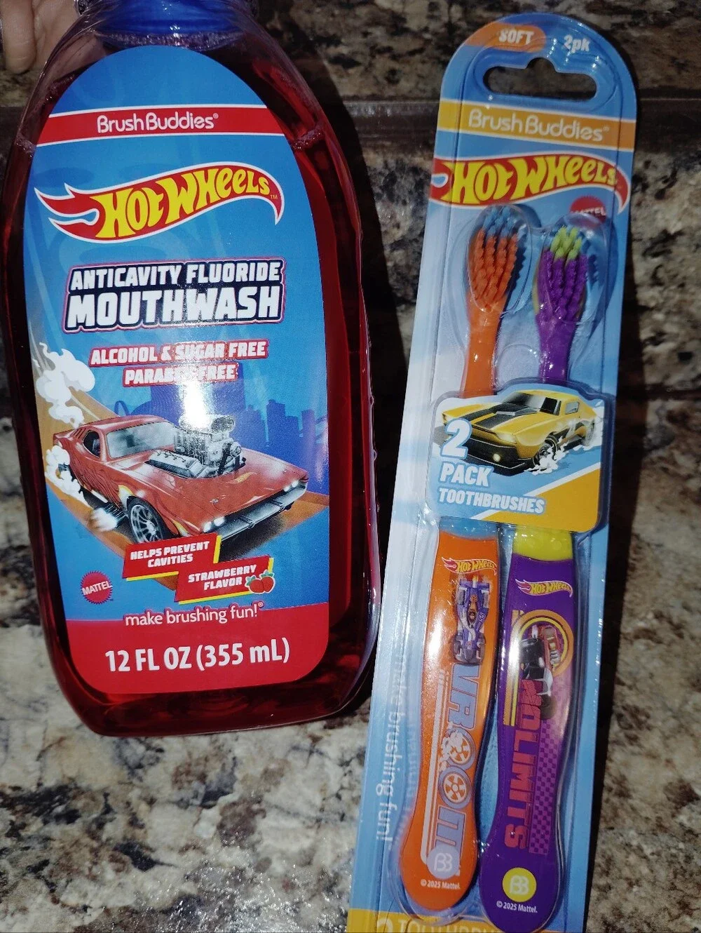 BrushBuddies Hot Wheels Kids Mouthwash & 2-Pack Toothbrushes - Red & Blue